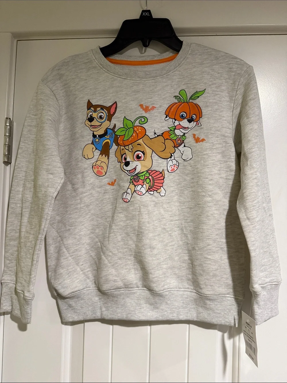 PAW Patrol Halloween Pumpkin Crewneck Sweatshirt - Light Gray